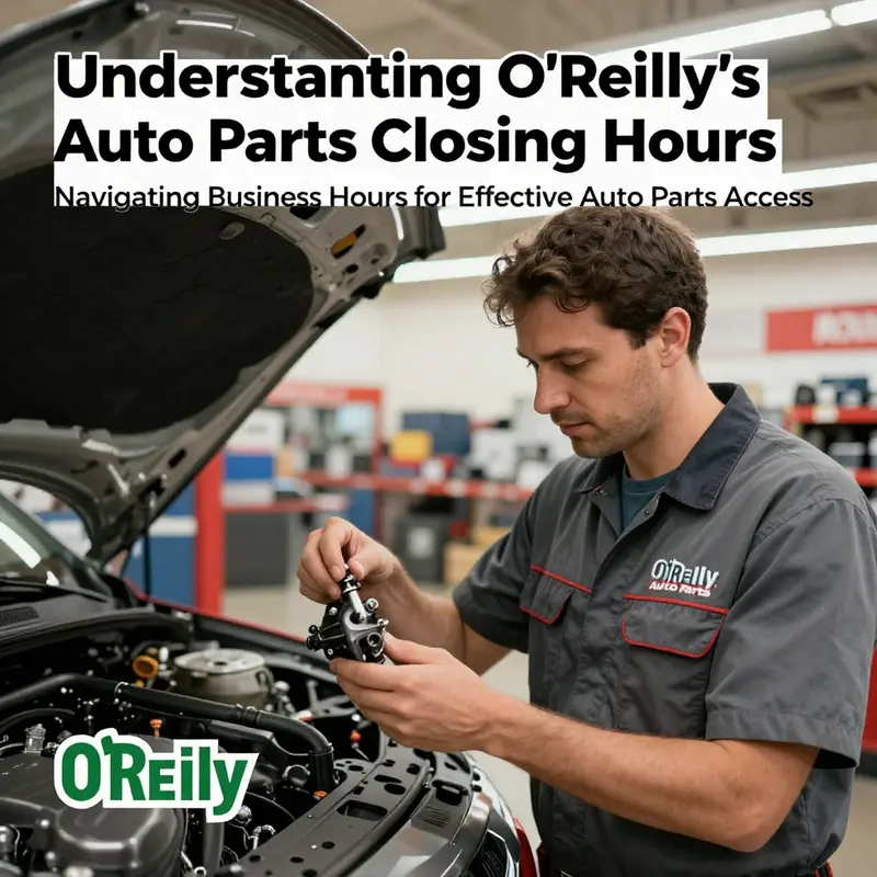 A mechanic inside an O'Reilly Auto Parts store, looking at auto parts on display, emphasizing the importance of timely access to supplies.