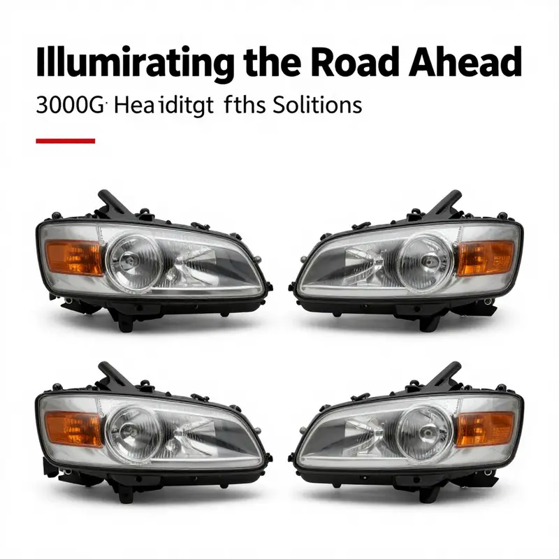 Comparison of OEM and aftermarket headlights for Mitsubishi 3000GT.