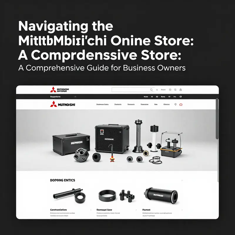 Cover image depicting the Mitsubishi logo and various automotive products available in the online store.