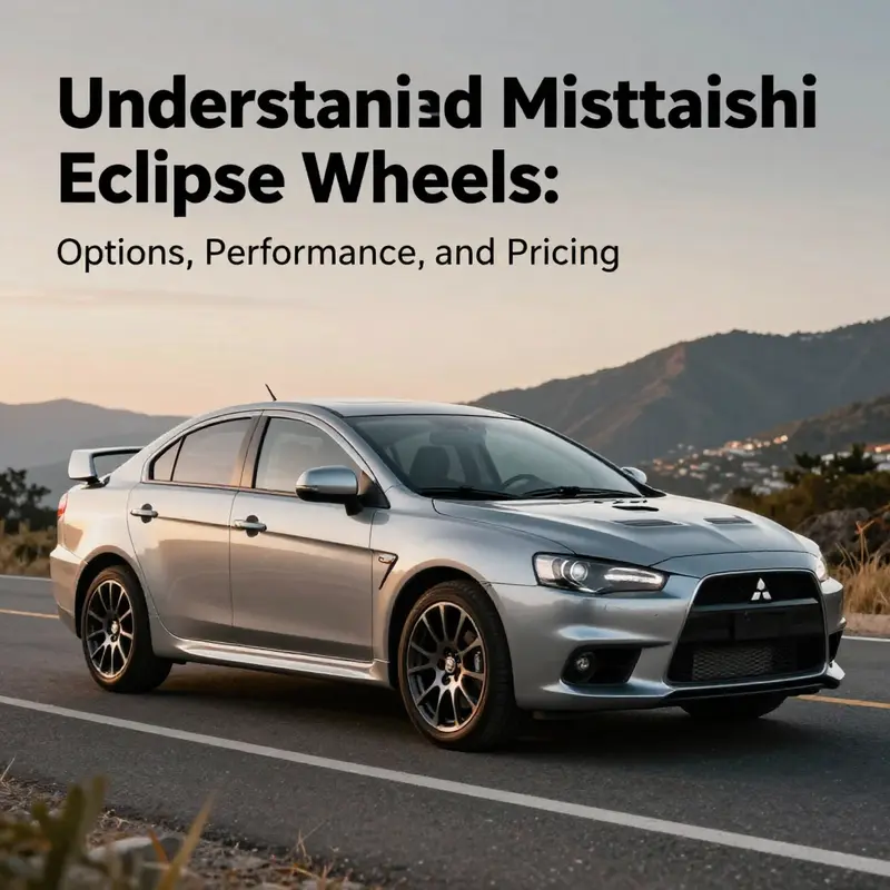 A Mitsubishi Eclipse with distinctive wheels parked in a scenic location, showcasing its stylish design.
