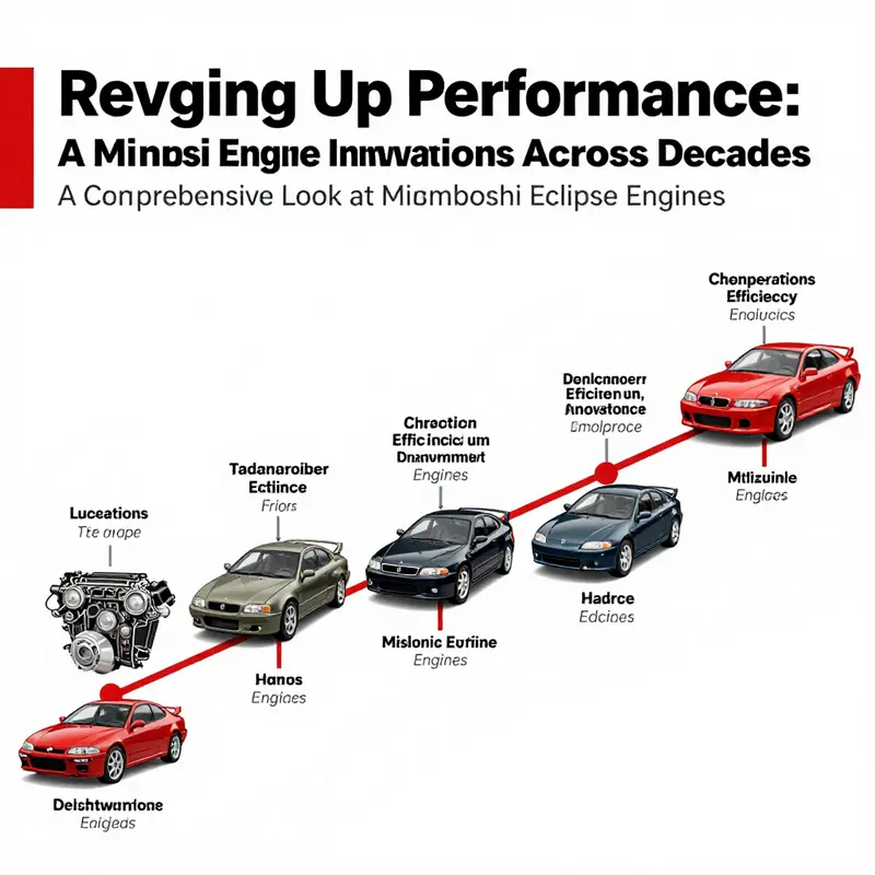 Infographic showing the evolution of Mitsubishi Eclipse engines.