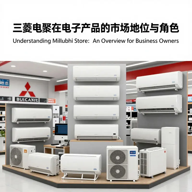 Mitsubishi Electric’s diverse range of electronic products in a retail setting.