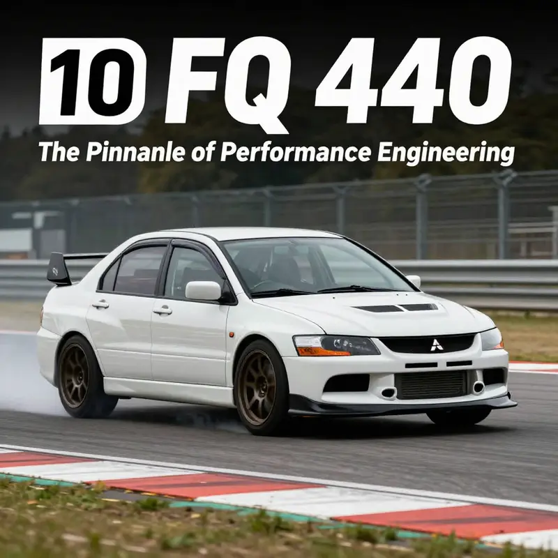 The Mitsubishi Evo 10 FQ 440 demonstrates its incredible acceleration and speed on the track.