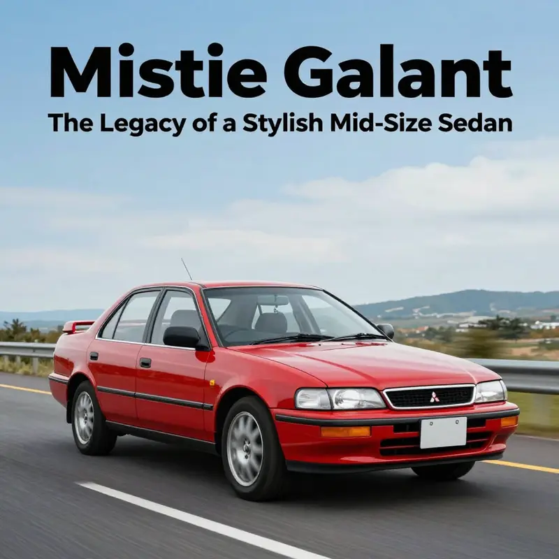 A Mitsubishi Galant driving on an open road against a stunning backdrop, representing its classic appeal.