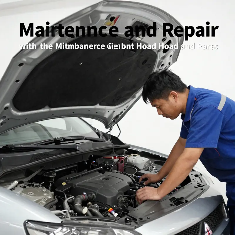 Detailed view of a Mitsubishi Galant hood illustrating its specifications and compatible models.