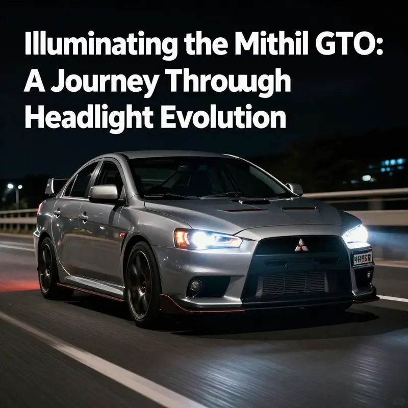A Mitsubishi GTO driving at night with illuminated headlights, emphasizing the importance of effective lighting technology.