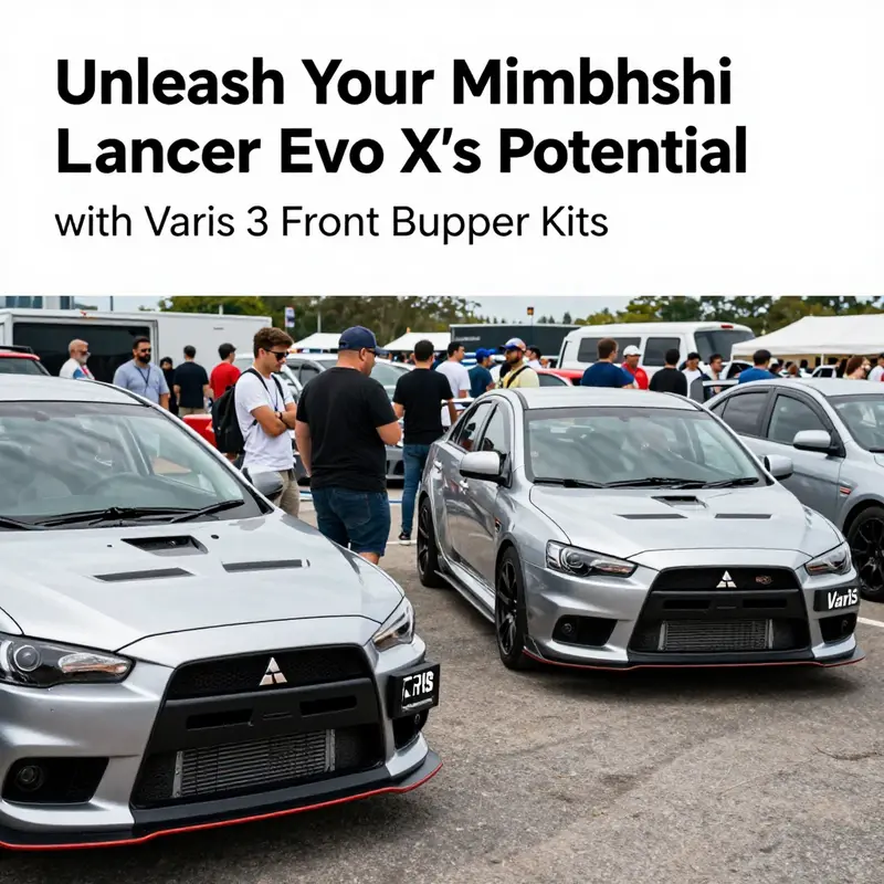 The Varis V3 bumper enhances the aggressive stance of the Mitsubishi Lancer Evo X.