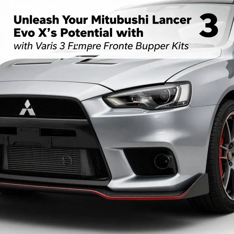The Varis V3 bumper enhances the aggressive stance of the Mitsubishi Lancer Evo X.
