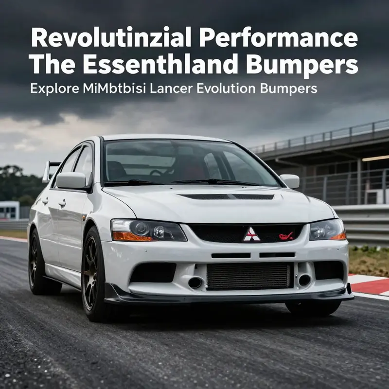 Mitsubishi Lancer Evolution showcasing its stylish aftermarket bumper in a racing environment.