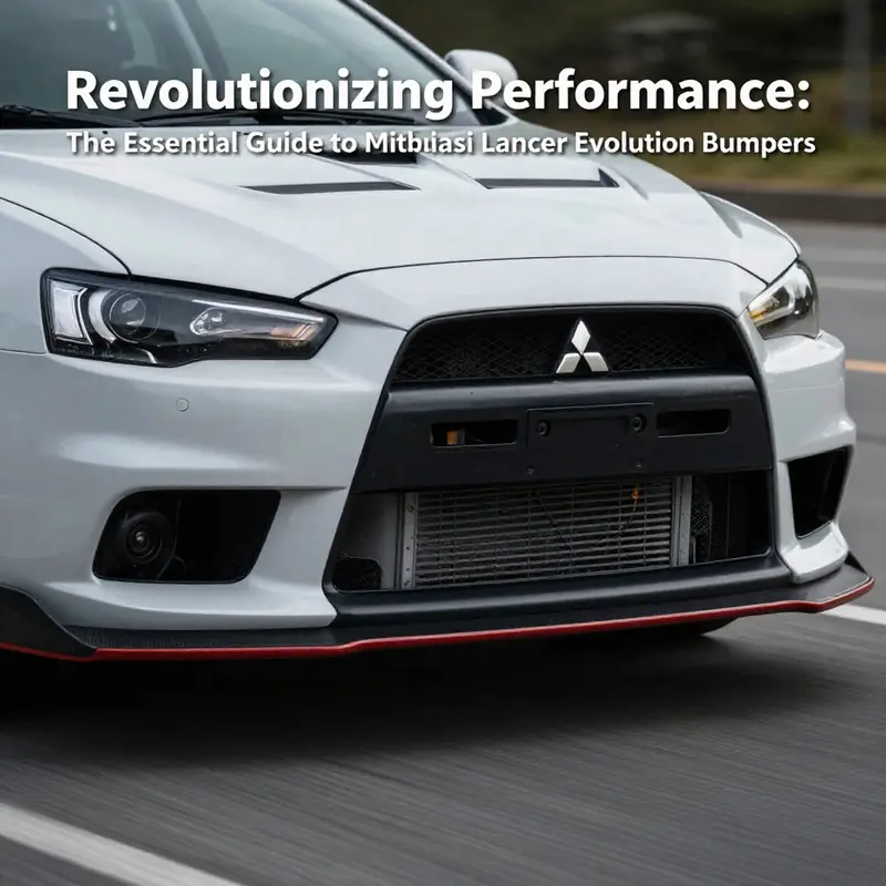 Front view of a Mitsubishi Lancer Evolution illustrating the intricacies of its performance-enhancing bumper design.