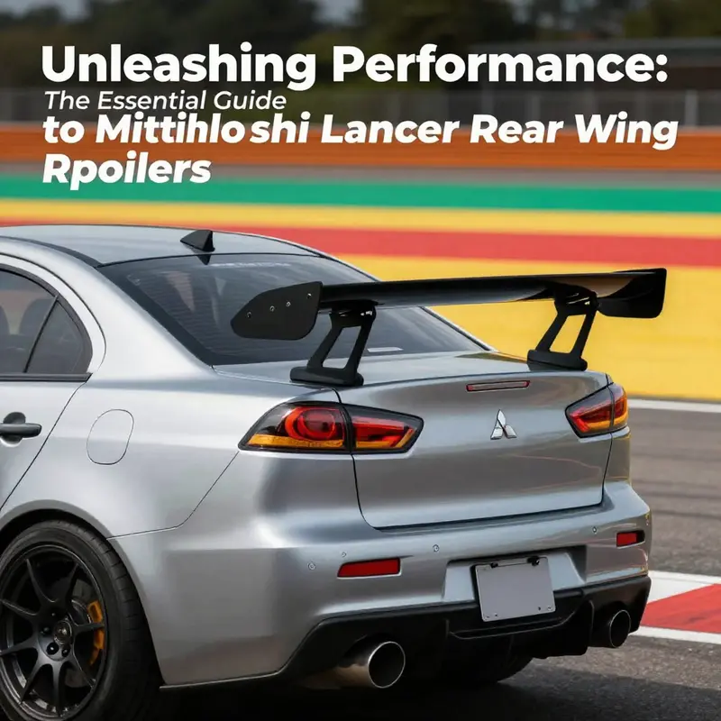 A Mitsubishi Lancer demonstrating advanced aerodynamic design with a sleek rear wing spoiler.