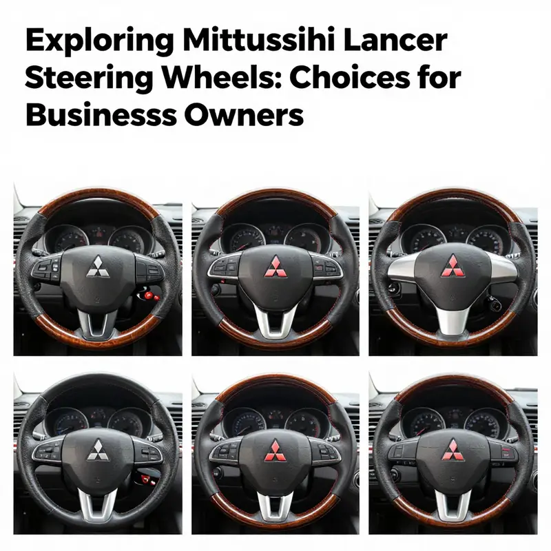 An overview of various Mitsubishi Lancer steering wheel types, illustrating their features and materials.