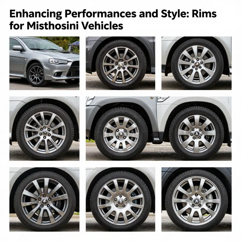 Different Mitsubishi models and their respective rim types highlighting usage applications.