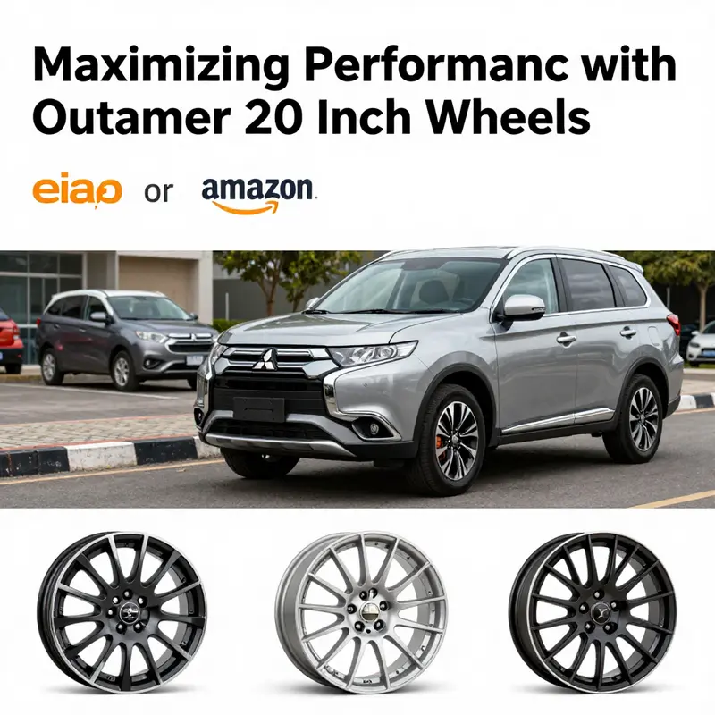 Close-up view of a Mitsubishi Outlander featuring 20-inch wheels, highlighting specifications.