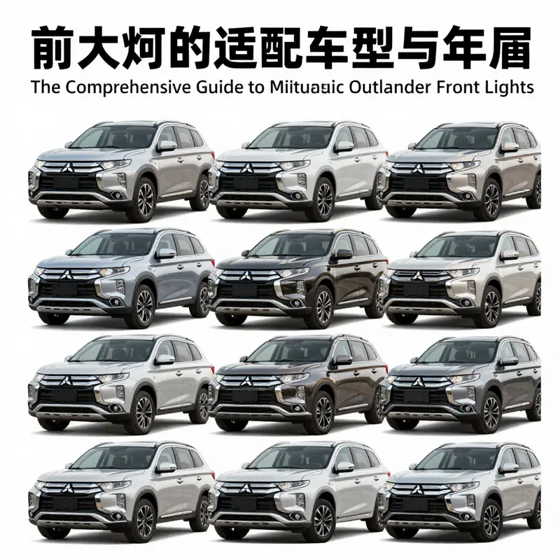Illustration of Mitsubishi Outlander models with diverse front light configurations.