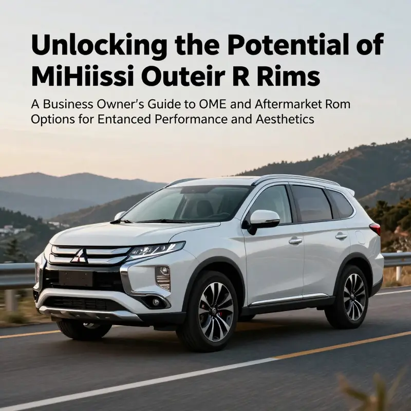 A Mitsubishi Outlander driving on a scenic road with stylish rims, signifying performance and aesthetic appeal.