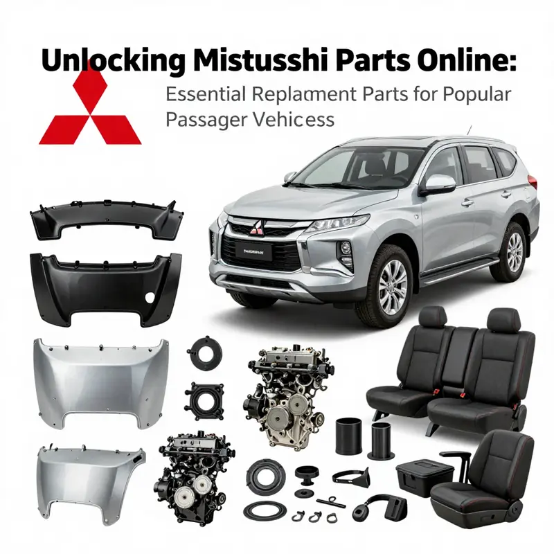 A variety of genuine Mitsubishi commercial vehicle parts ready for installation.