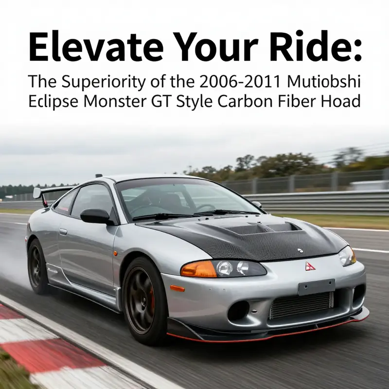 Highlighting the intricate design and premium quality of the Monster GT Style Carbon Fiber Hood.