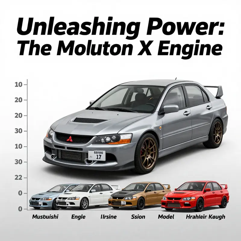Detailed view of the Mitsubishi Evolution X engine showcasing its turbocharged components.