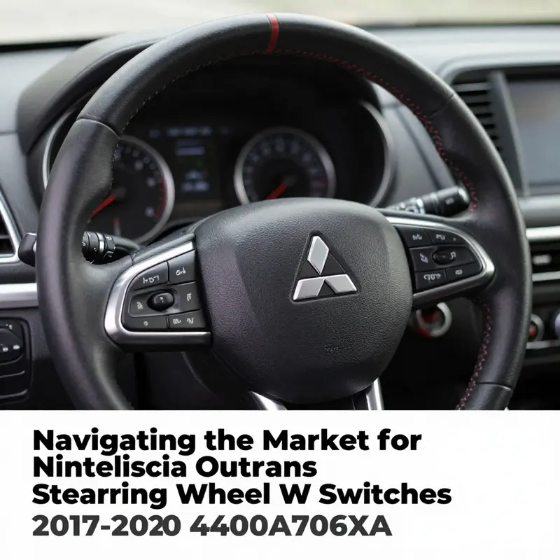 A Mitsubishi Outlander steering wheel with integrated controls presented in a detailed, close-up format.