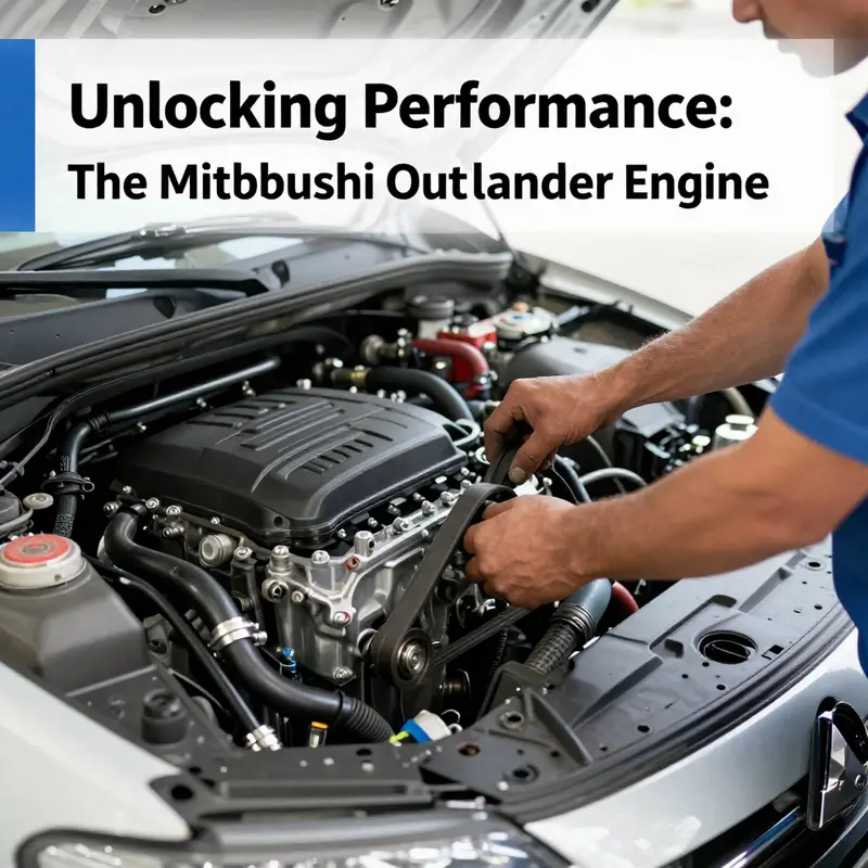 Detailed view of the Mitsubishi Outlander engine highlighting its specifications and performance features.