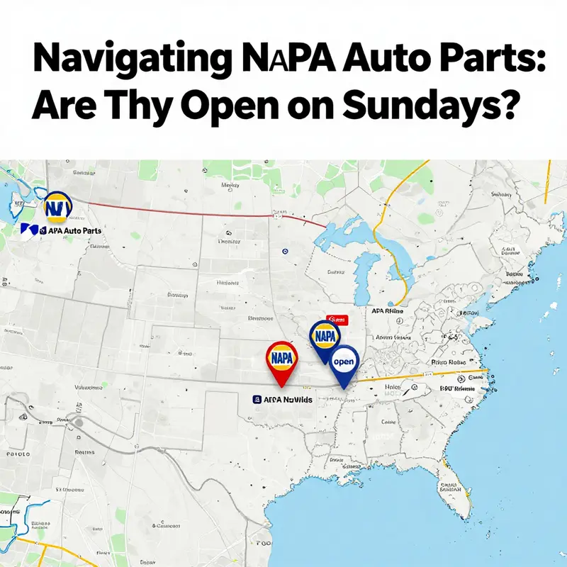 A visual representation of NAPA Auto Parts locations and their Sunday operational status.