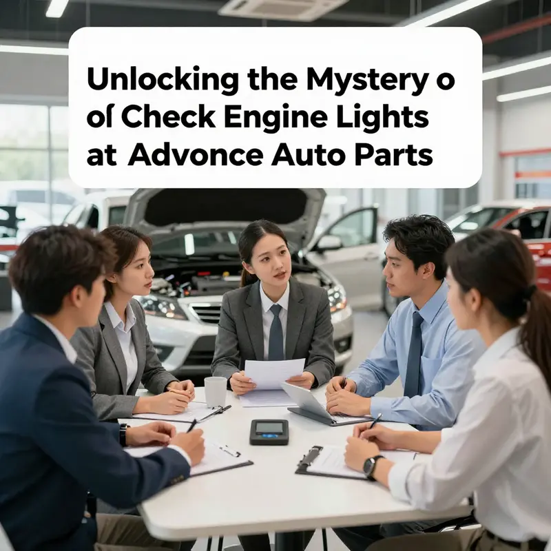 A mechanic explaining check engine light services to a business owner at Advance Auto Parts.