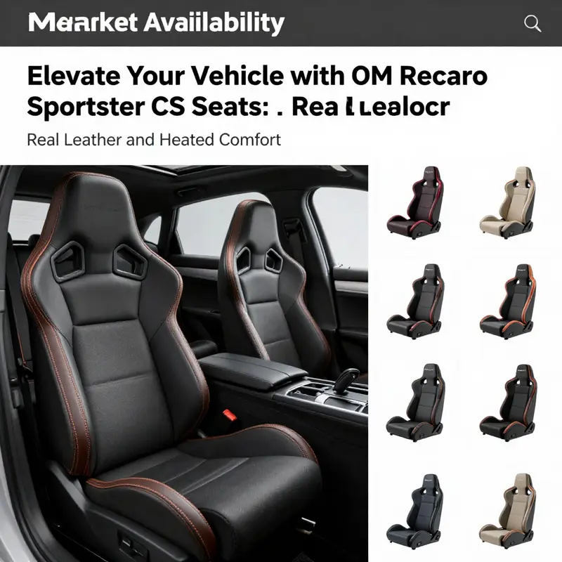 An overview of the premium features of OEM Recaro Sportster CS seats, emphasizing their leather finish and heating capabilities.