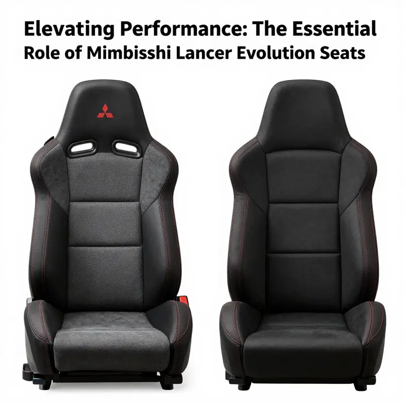 Detailed view of the ergonomic design and features of Mitsubishi Lancer Evolution seats, highlighting their racing lineage.
