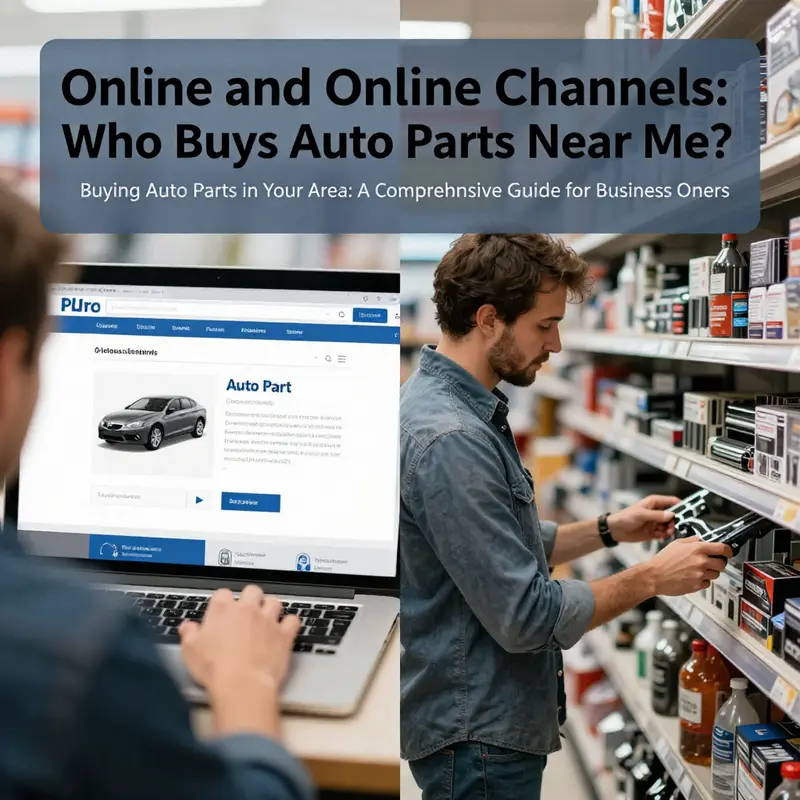 A local auto parts store bustling with activity, highlighting potential buyers interacting with staff for advice.