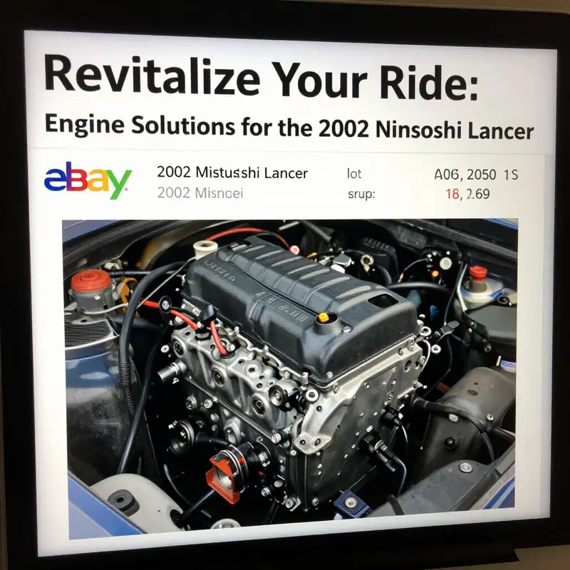 An online marketplace showcasing the variety of engines available for the 2002 Mitsubishi Lancer.