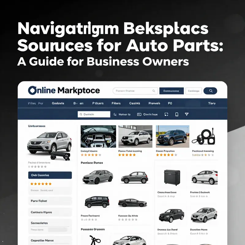 An illustration of an online marketplace with diverse auto parts listings.