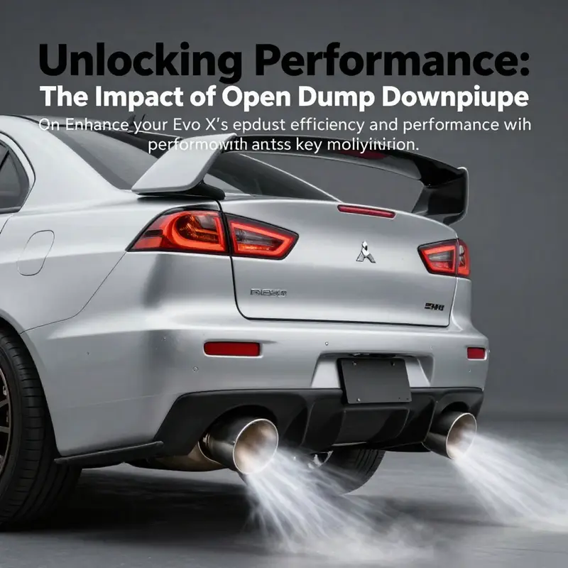 Mitsubishi Evo X with an open dump downpipe, demonstrating enhanced exhaust performance.