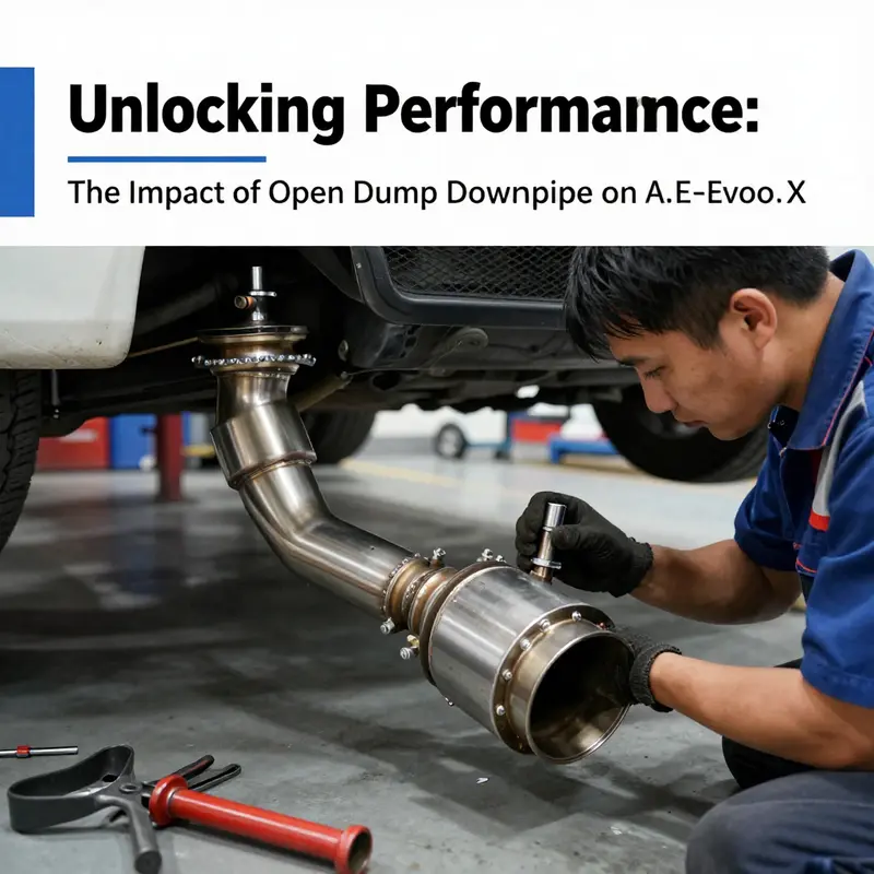 An open dump downpipe enhances exhaust flow for the Evo X.