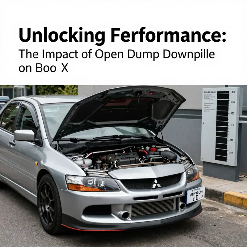 An open dump downpipe enhances exhaust flow for the Evo X.