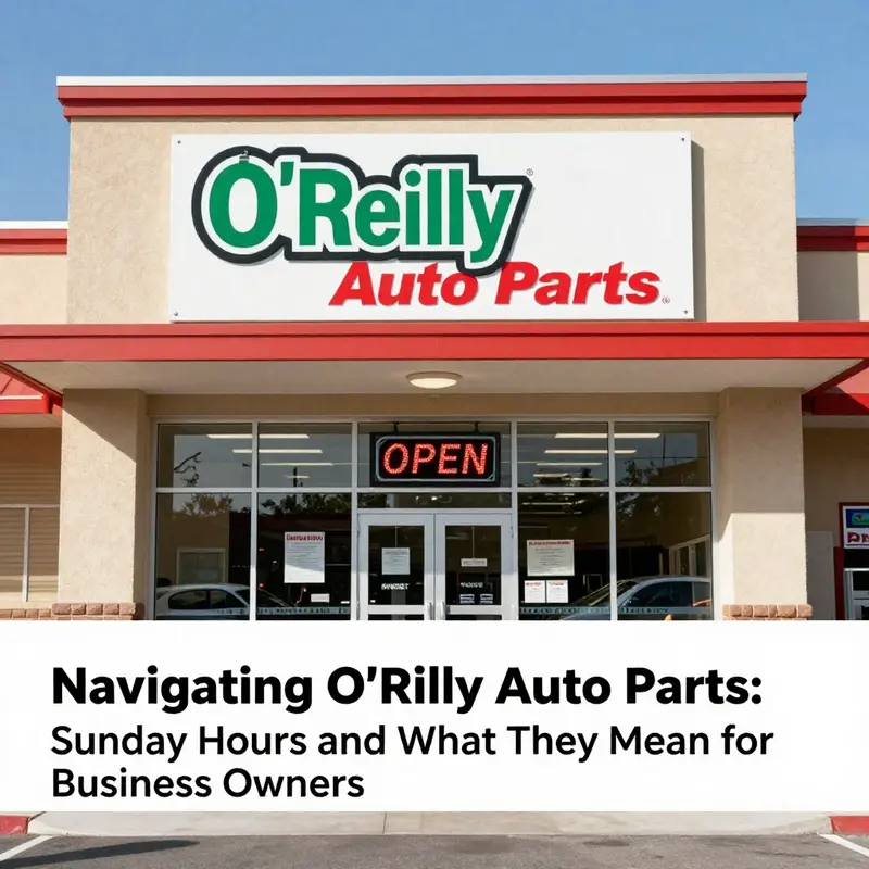 An O’Reilly Auto Parts store open for business on a Sunday, ready to serve customers.