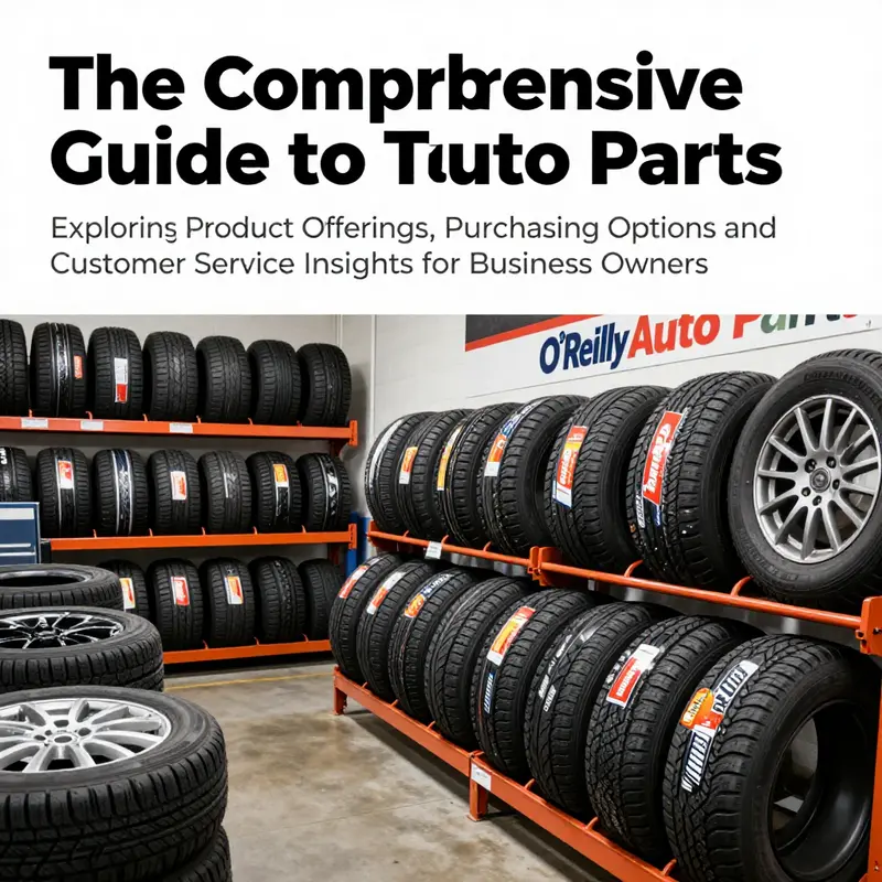 A workshop area in O'Reilly Auto Parts featuring a variety of tire brands and tools.