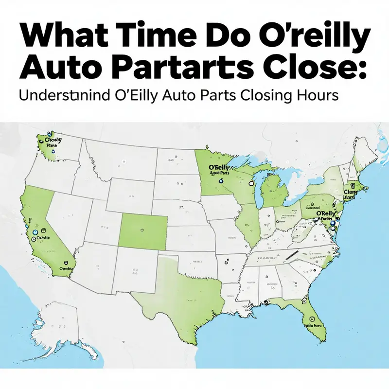 A map highlighting O’Reilly Auto Parts locations illustrating varying closing hours based on geography.