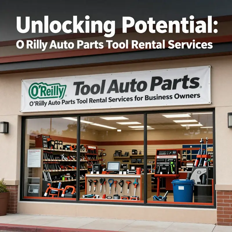 O’Reilly Auto Parts store highlighting the tool rental services offered to customers.
