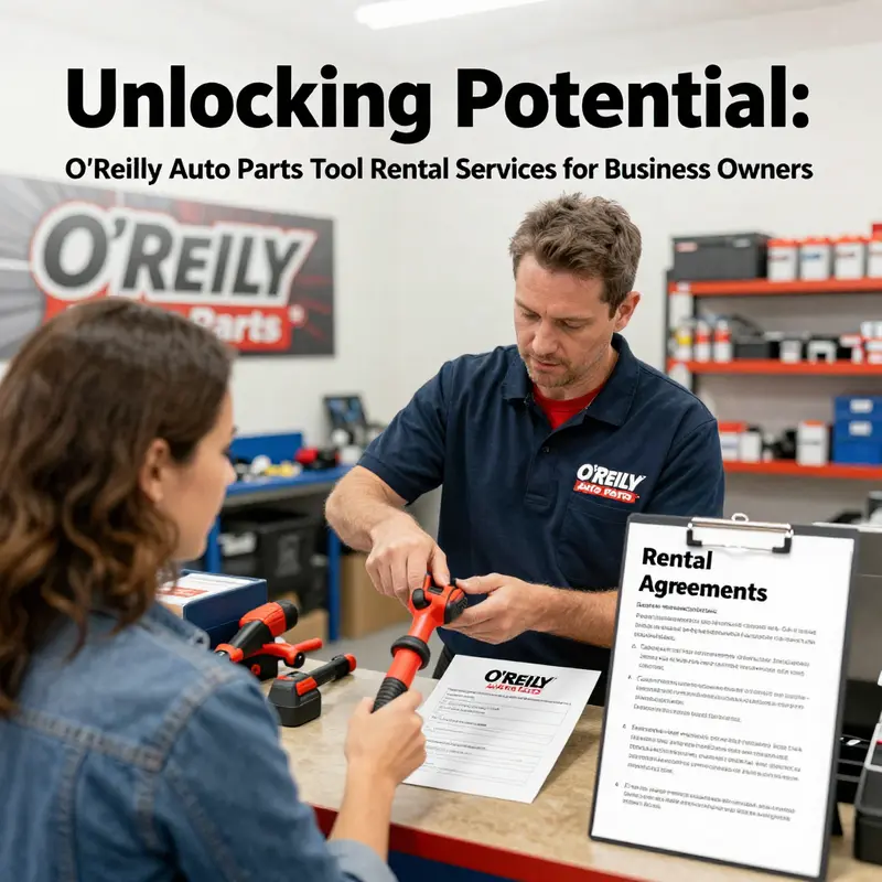 O’Reilly Auto Parts store highlighting the tool rental services offered to customers.