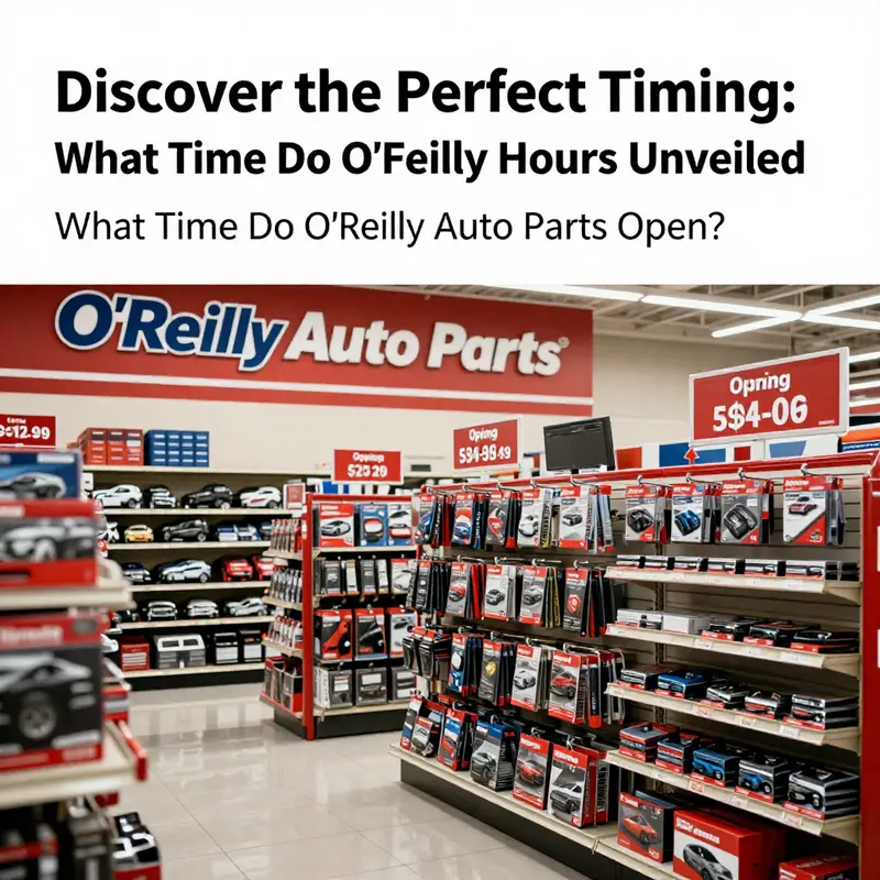An interior view of O’Reilly Auto Parts with hours clearly displayed, emphasizing the business’s operational times.