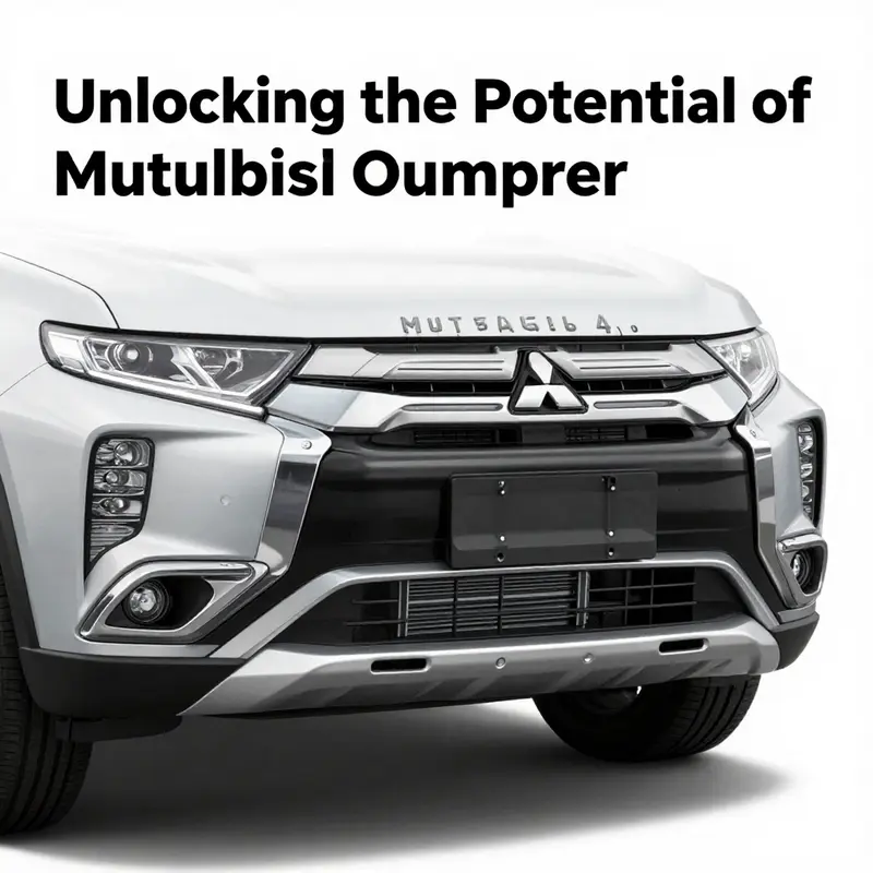 An engineering diagram highlighting the construction materials of the Mitsubishi Outlander 4 bumper.