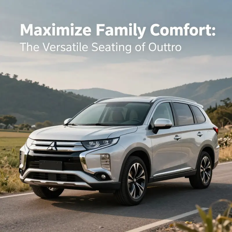 A Mitsubishi Outlander displayed in an outdoor environment, illustrating its stylish design and seating options.