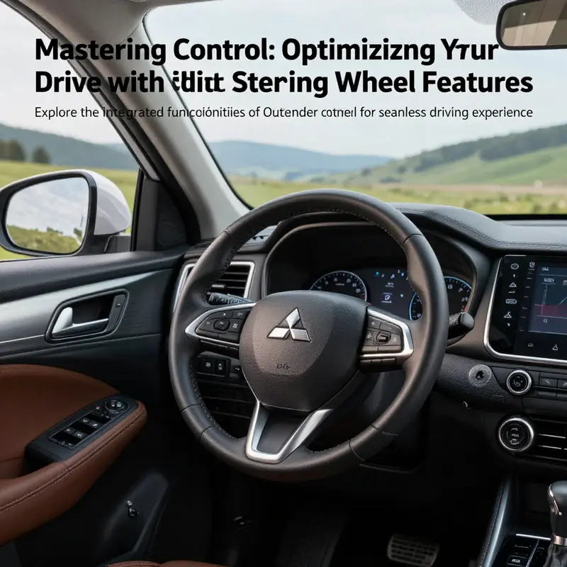 A Mitsubishi Outlander in motion, showcasing its design and the utility of its steering wheel controls.
