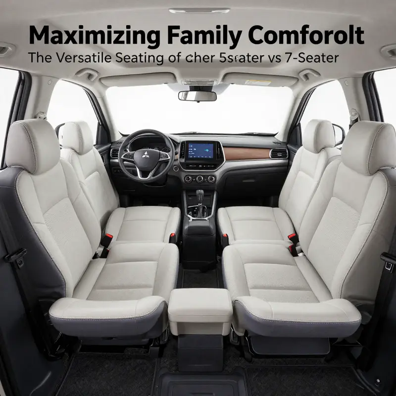 A comparison of the 5-seater and 7-seater configurations in a Mitsubishi Outlander.