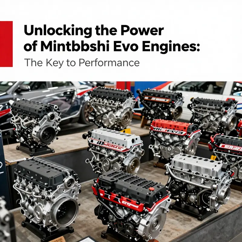 A collection of Mitsubishi Evo engines represents the variety available in the market.