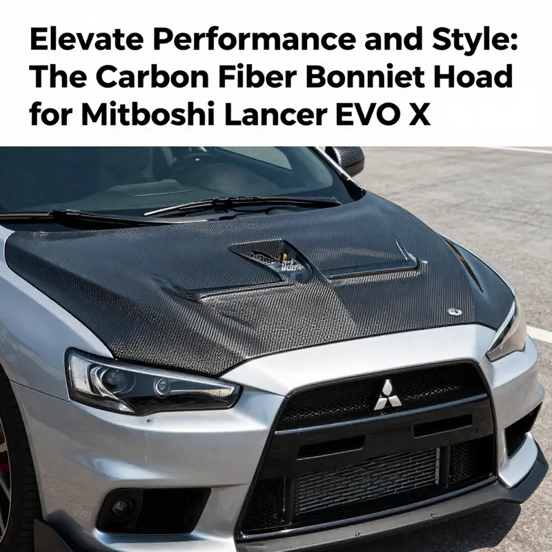 The carbon fiber bonnet hood enhances the Mitsubishi Lancer EVO X’s performance through reduced weight and improved aerodynamics.