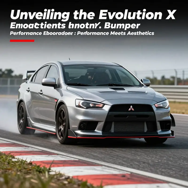 The distinctive aerodynamic profile of the Evo X front bumper enhances engine intake and cooling.