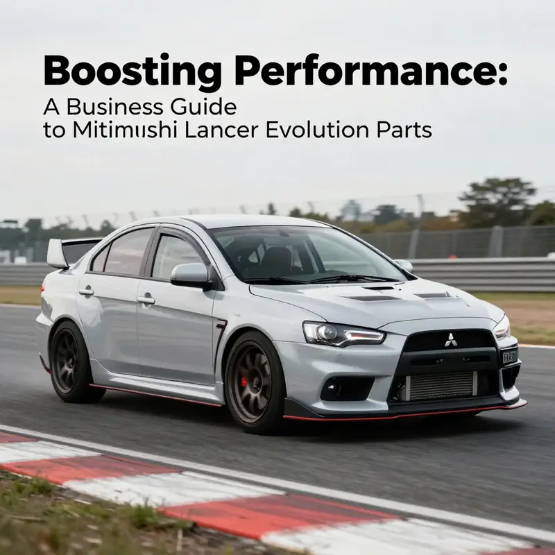 An array of aftermarket parts designed specifically for the Mitsubishi Lancer Evolution, showcasing performance options.
