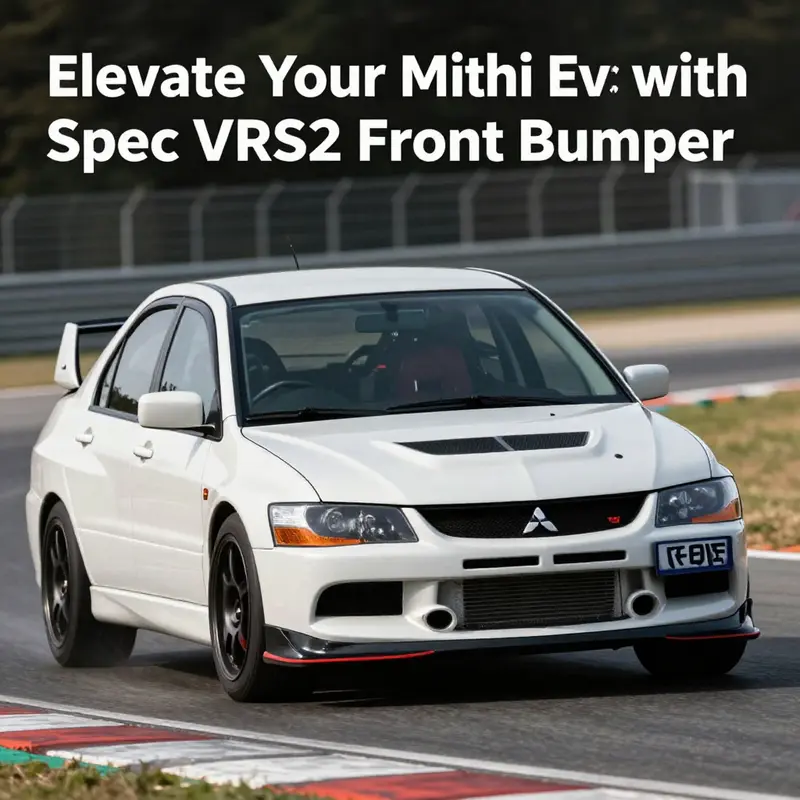 The Mitsubishi Evo CT9A with a Spec VRS2 front bumper, exhibiting its aerodynamic enhancements.